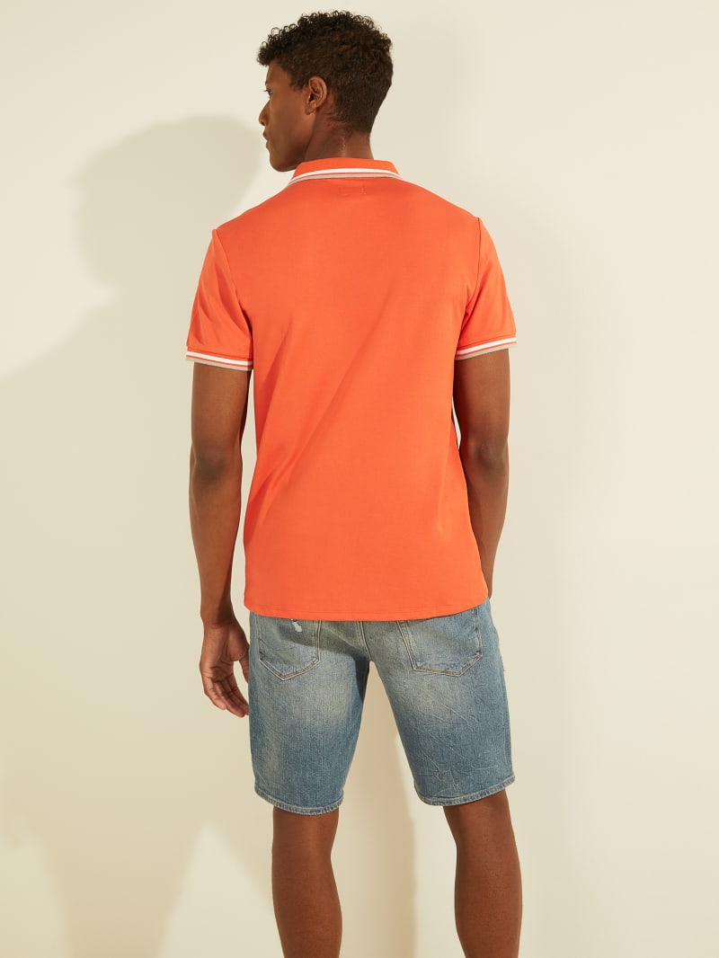 Orange Men's Guess Sports Pique Logo Shirts | 2187309-KH