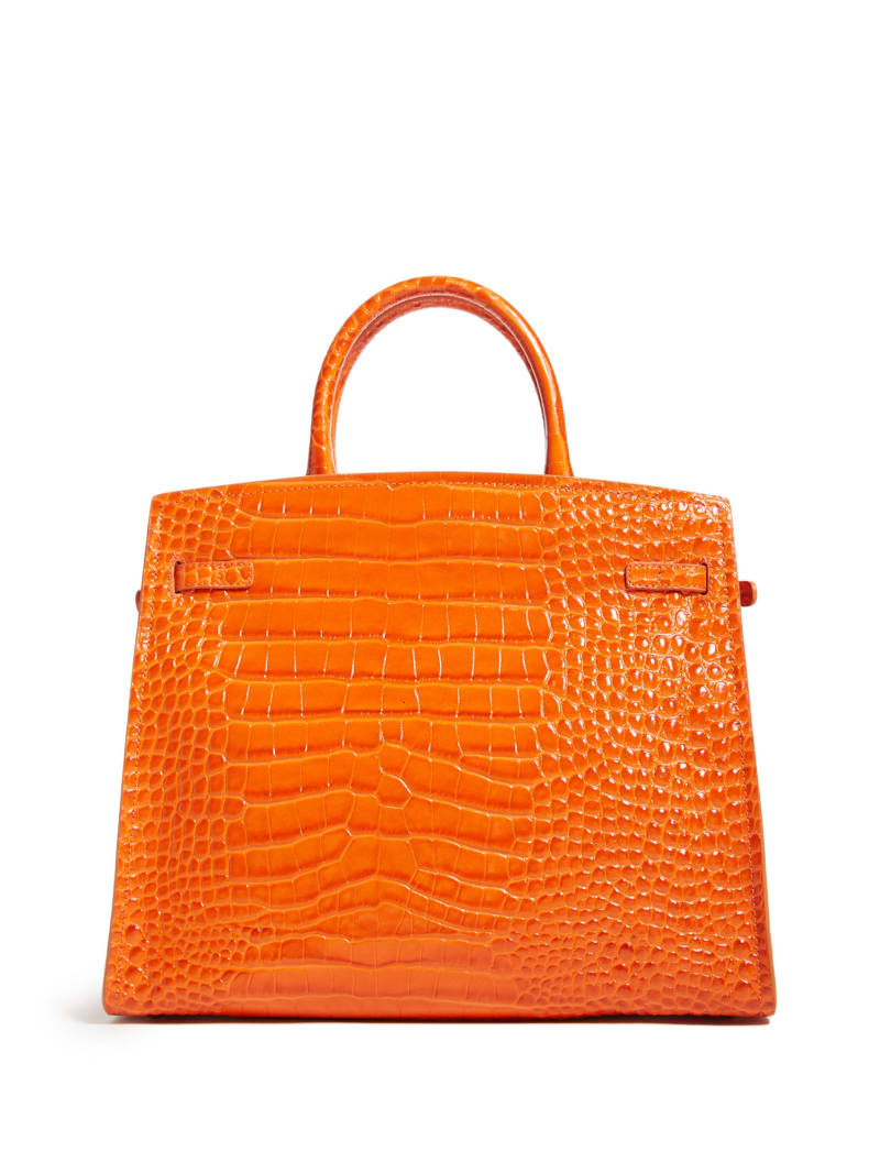 Orange Women's Guess Cristina Croc Leather Satchel Bags | 3809526-BI