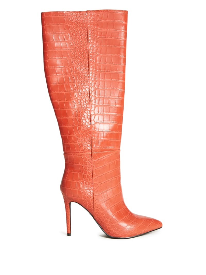 Orange Women's Guess Croc Knee-High Boots | 0582314-DA