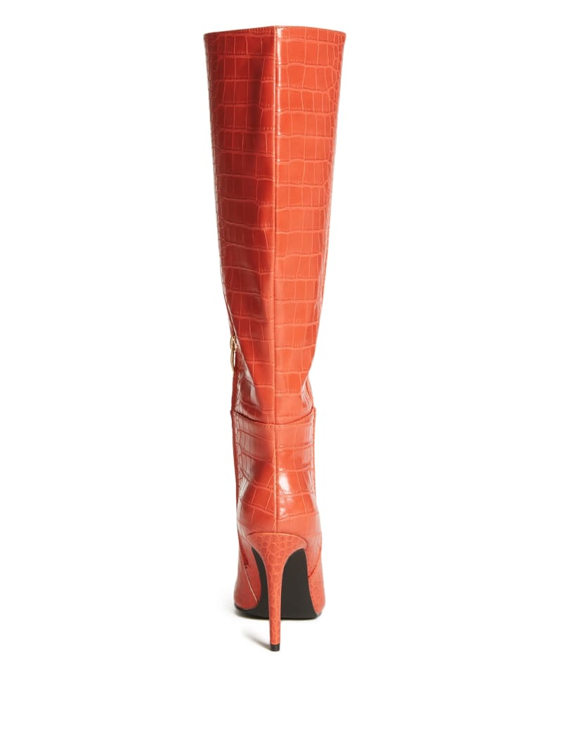 Orange Women's Guess Croc Knee-High Boots | 0582314-DA