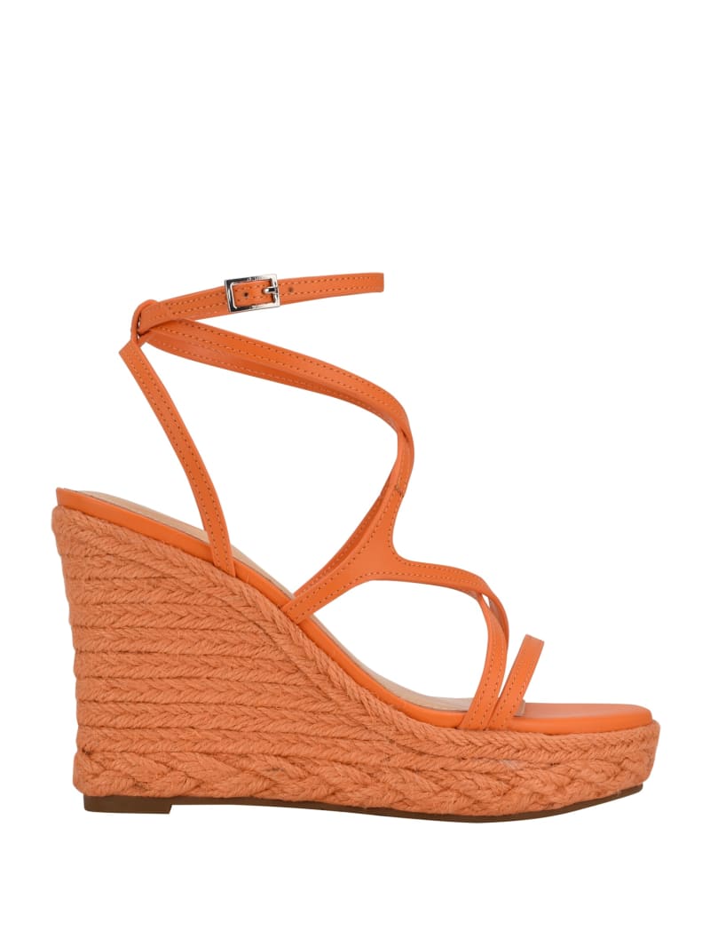 Orange Women's Guess Hirani Strappy Espadrille Wedges | 8127930-CG