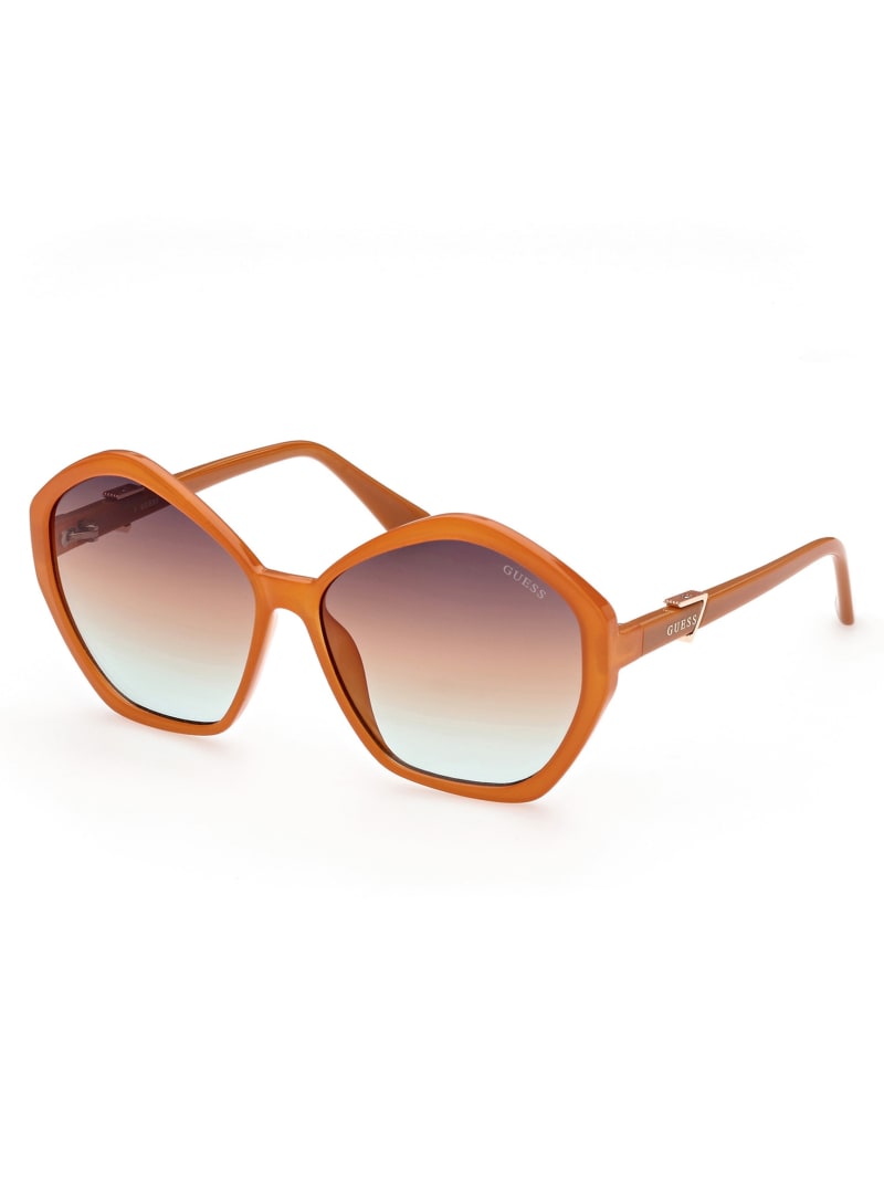 Orange Women's Guess Oversized Geometric Logo Sunglasses | 1362459-SN