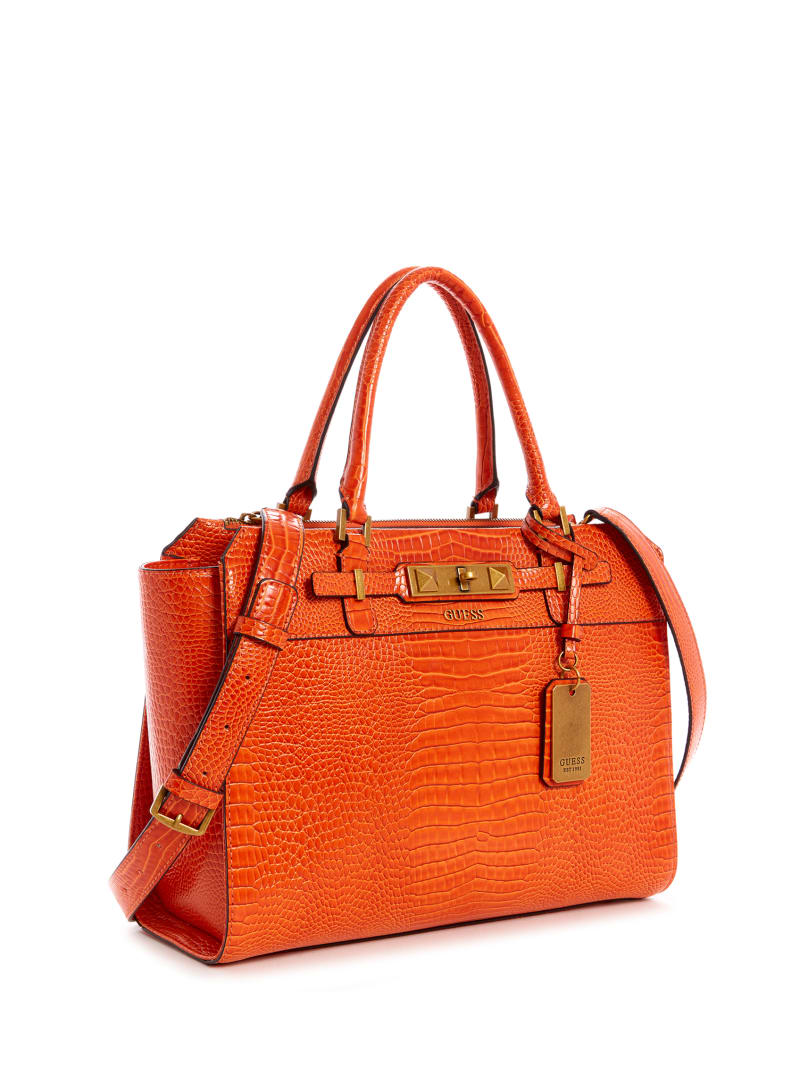 Orange Women's Guess Raffie Carryall Tote Bags | 3268074-TM