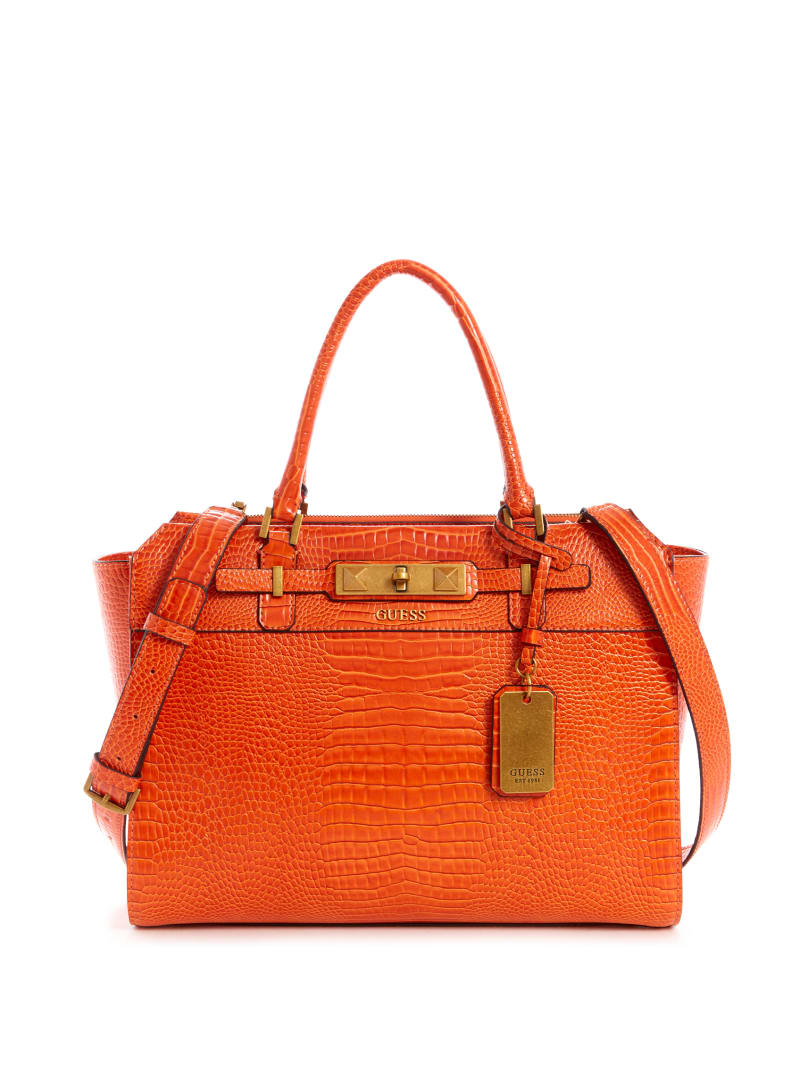 Orange Women\'s Guess Raffie Carryall Tote Bags | 3268074-TM