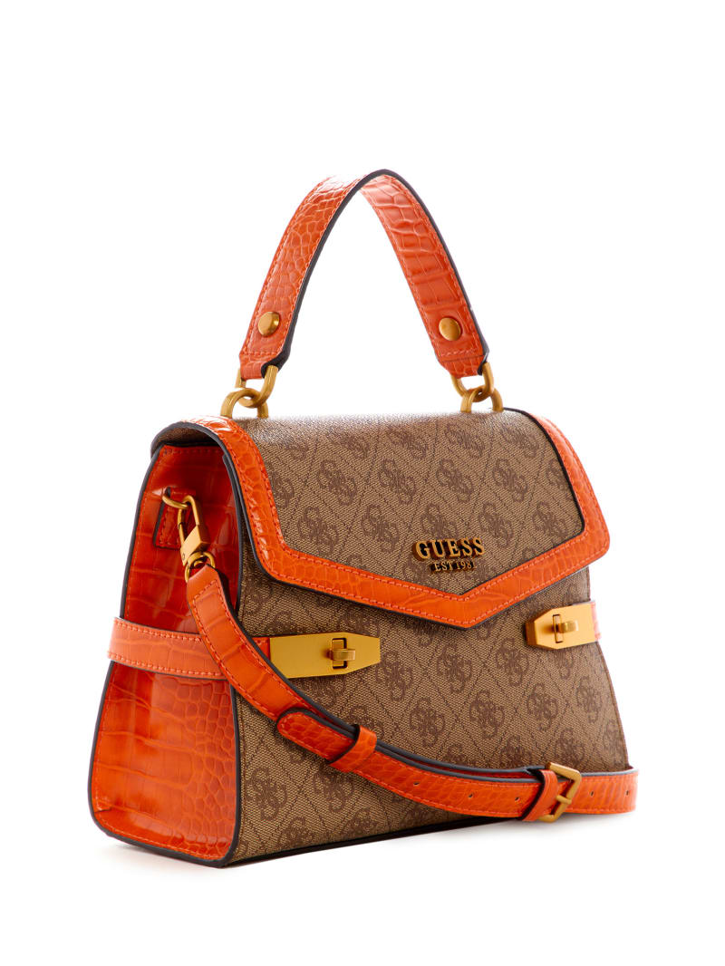 Orange Women's Guess Zadie Logo-Top Handle Satchel Bags | 1062945-CW