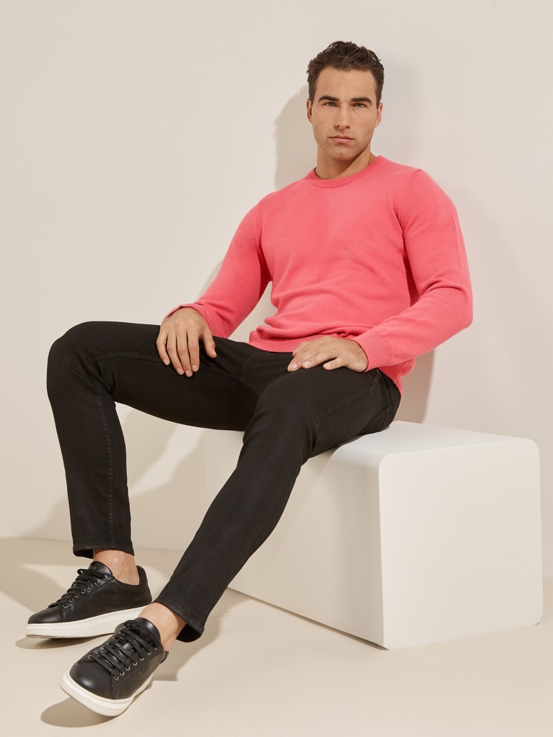 Pink Men's Guess Eco Liam Crew Sweaters | 8634092-KZ