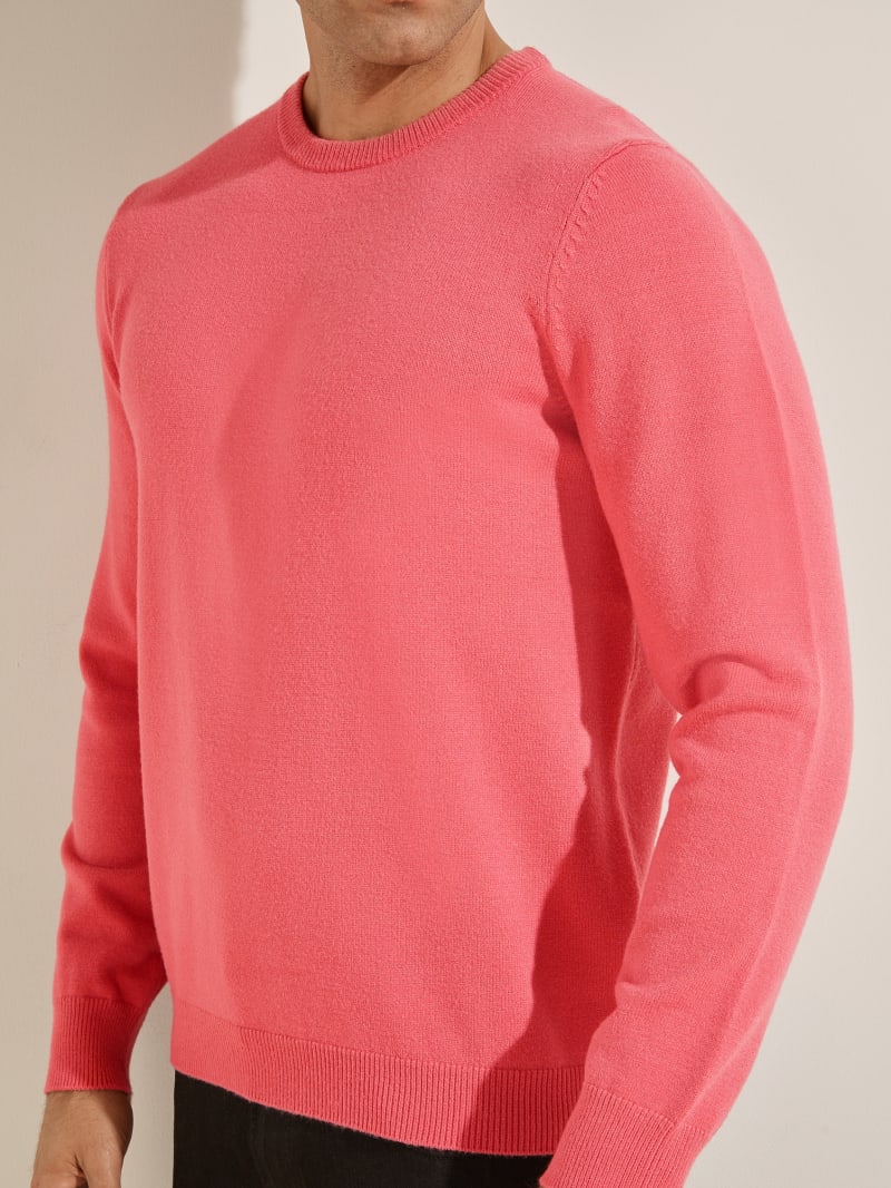 Pink Men's Guess Eco Liam Crew Sweaters | 8634092-KZ