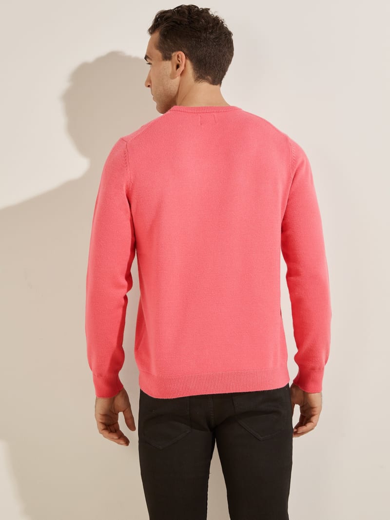 Pink Men's Guess Eco Liam Crew Sweaters | 8634092-KZ