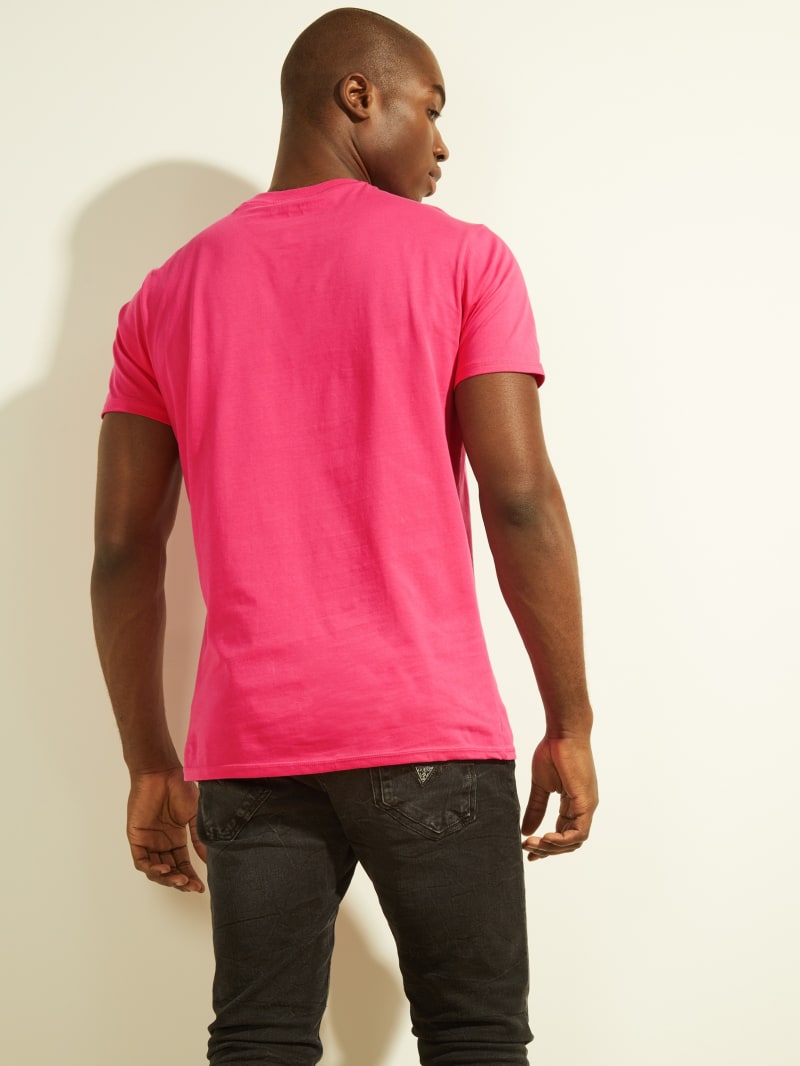 Pink Men's Guess Eco Logo Tee T Shirts | 2849630-OM