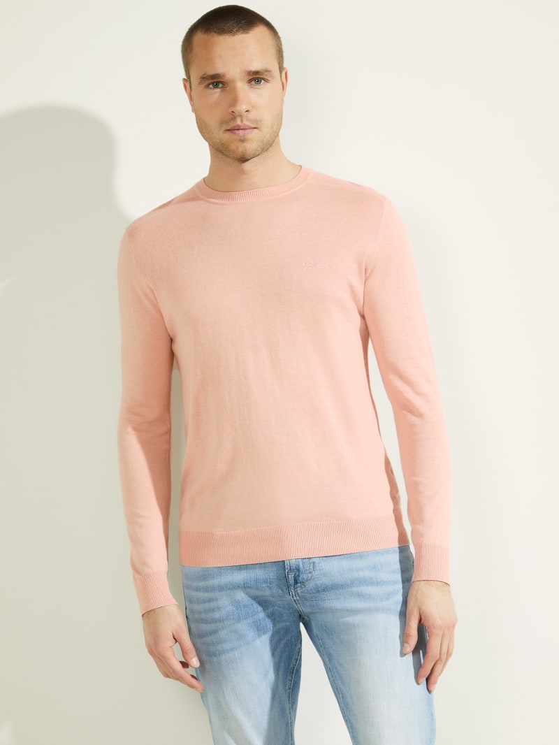 Pink Men\'s Guess Norman Silk-Blend Sweaters | 4518769-JL