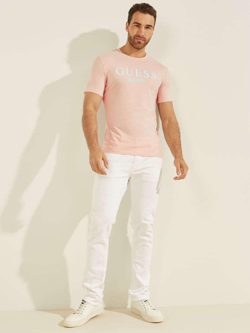 Pink Men's Guess Point Logo Tee T Shirts | 9013582-GX