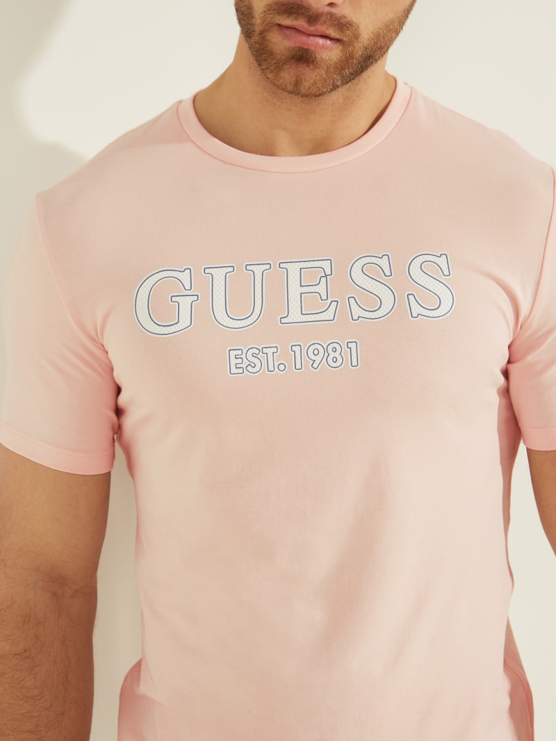 Pink Men's Guess Point Logo Tee T Shirts | 9013582-GX