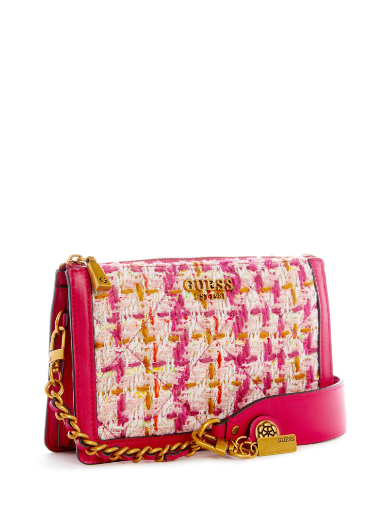 Pink Women's Guess Abey Tweed Mini Bag | 8576392-FT