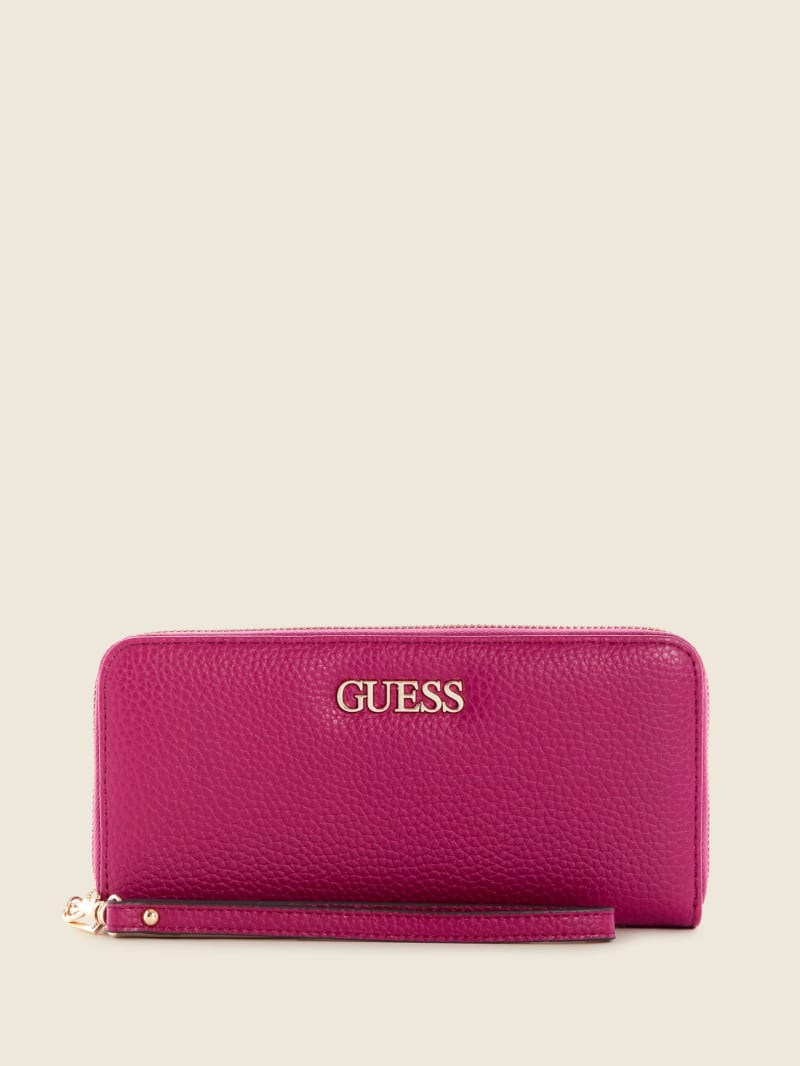 Pink Women\'s Guess Alby Large Zip-Around Wallets | 2431095-UR