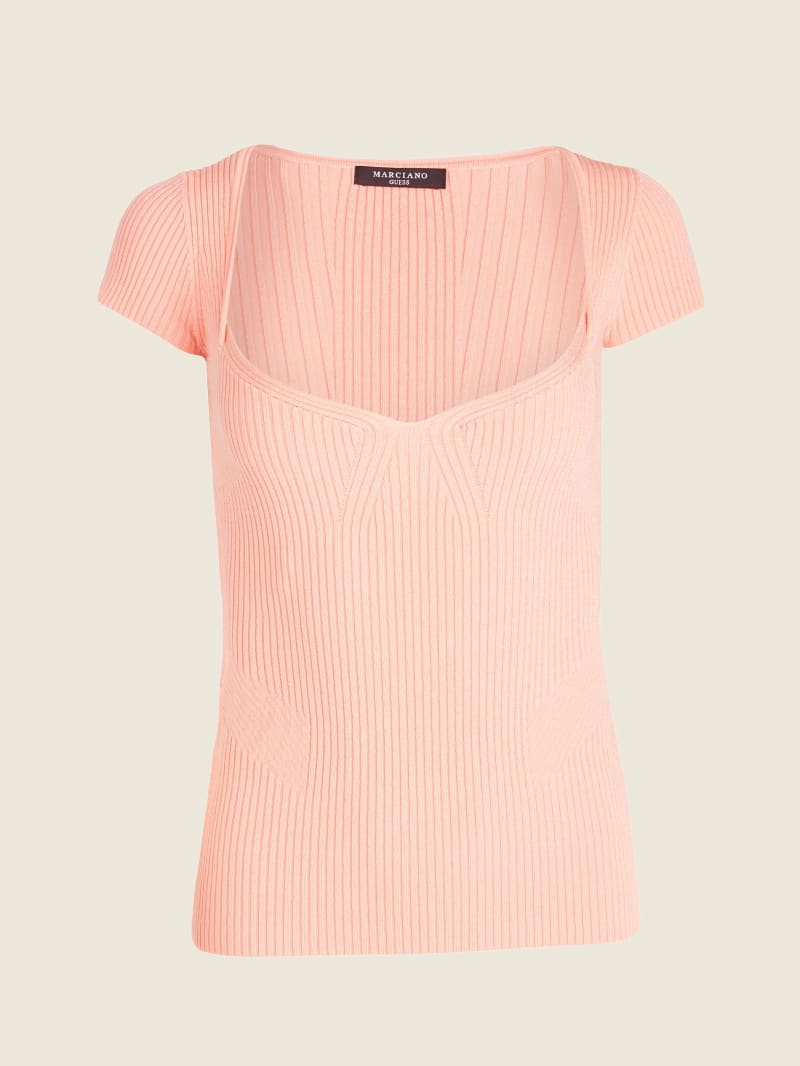 Pink Women's Guess Aurora Rib Tops | 4196720-IE