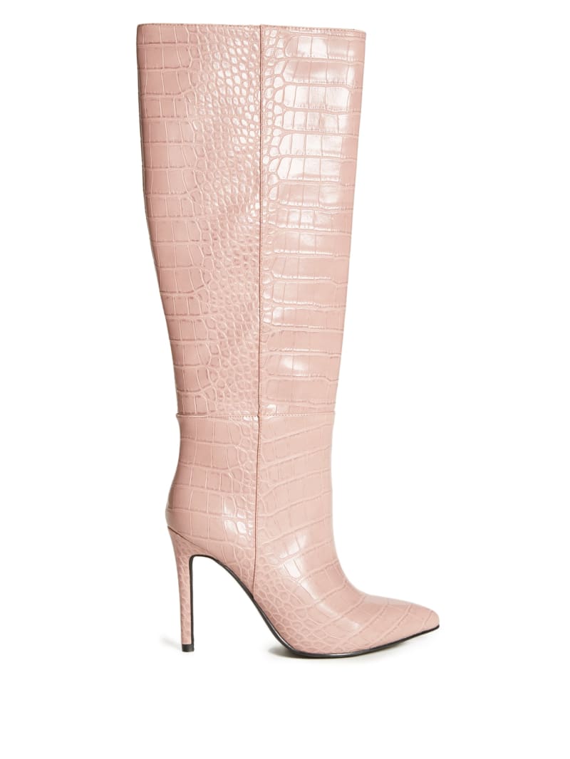 Pink Women's Guess Croc Knee-High Boots | 0163925-CI