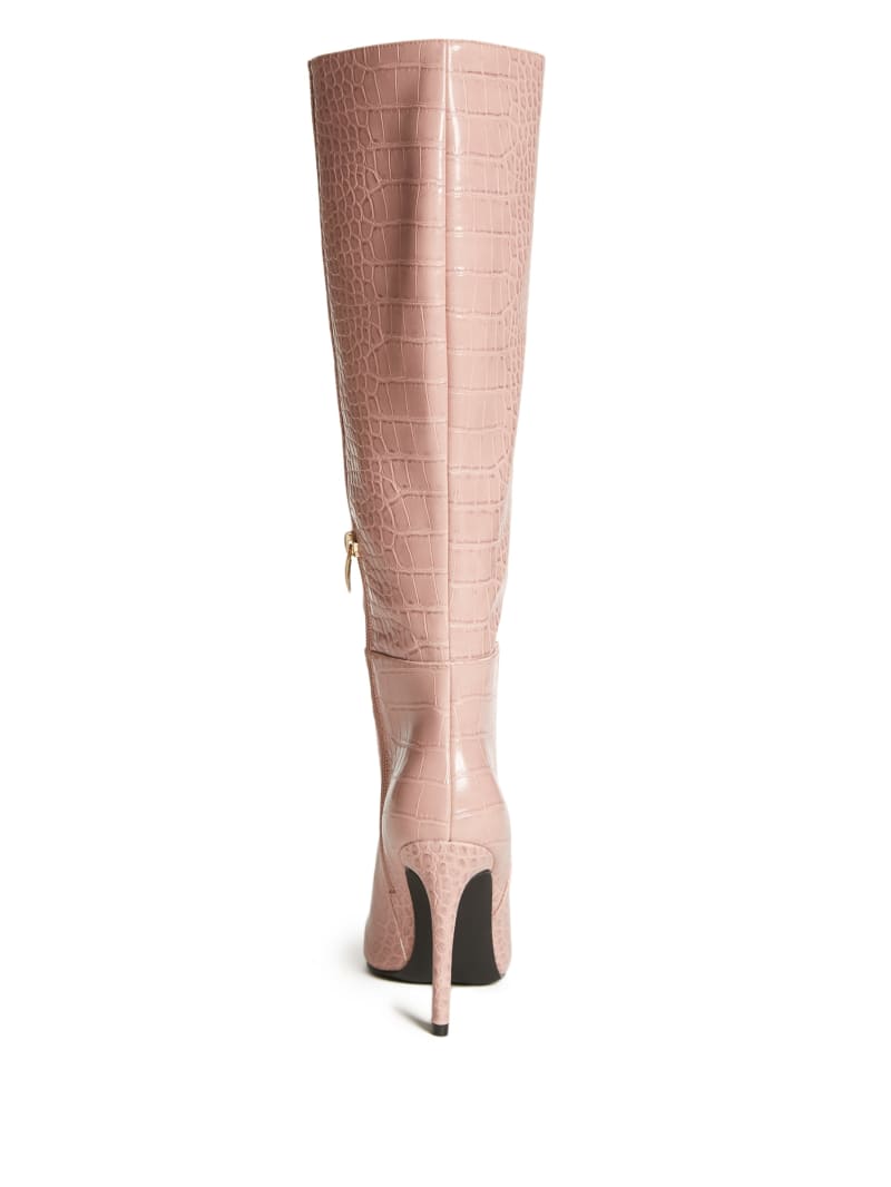 Pink Women's Guess Croc Knee-High Boots | 0163925-CI