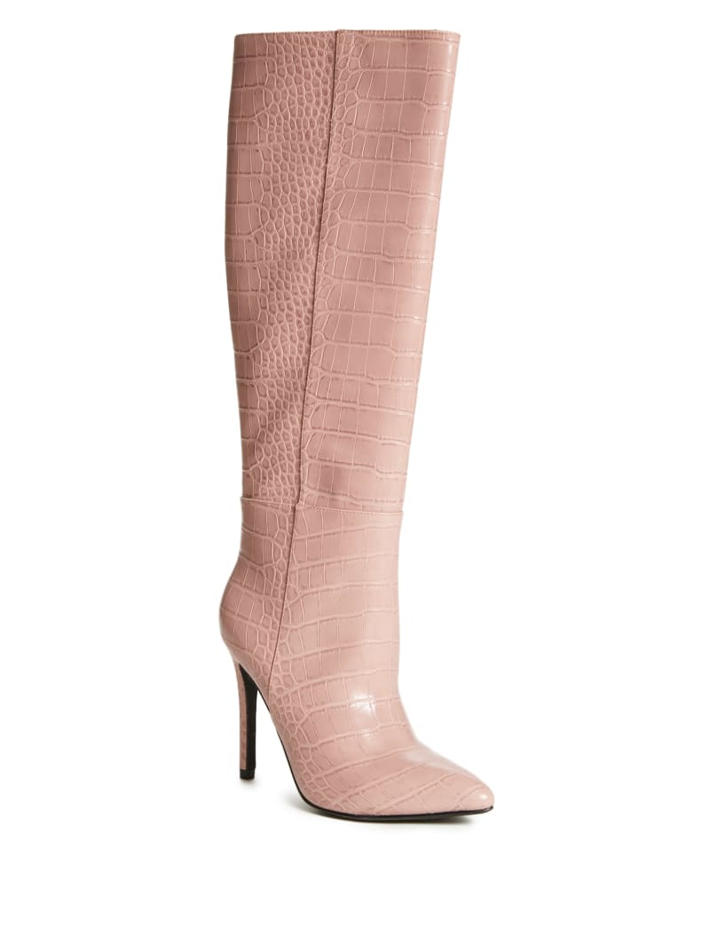 Pink Women\'s Guess Croc Knee-High Boots | 0163925-CI