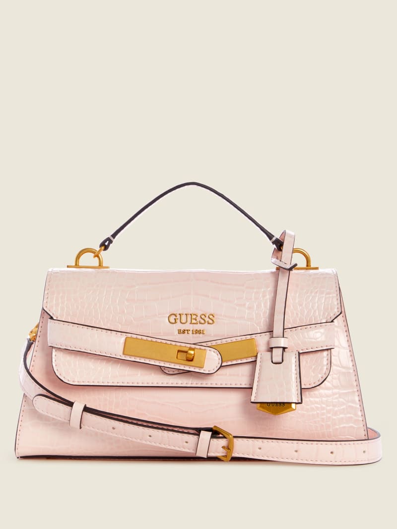 Pink Women\'s Guess Enisa-Handle Flap Satchel Bags | 1029856-XZ