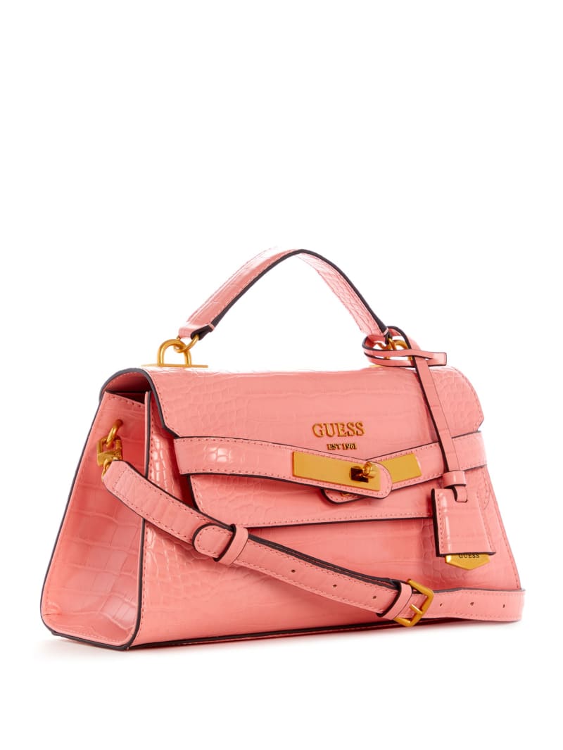 Pink Women's Guess Enisa-Handle Flap Satchel Bags | 8103469-TD