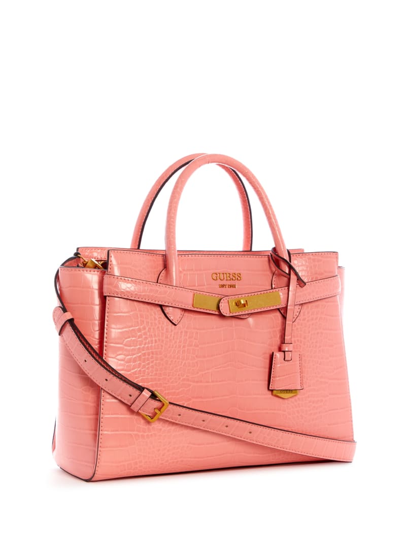 Pink Women's Guess Enisa High Society Satchel Bags | 2347681-GH