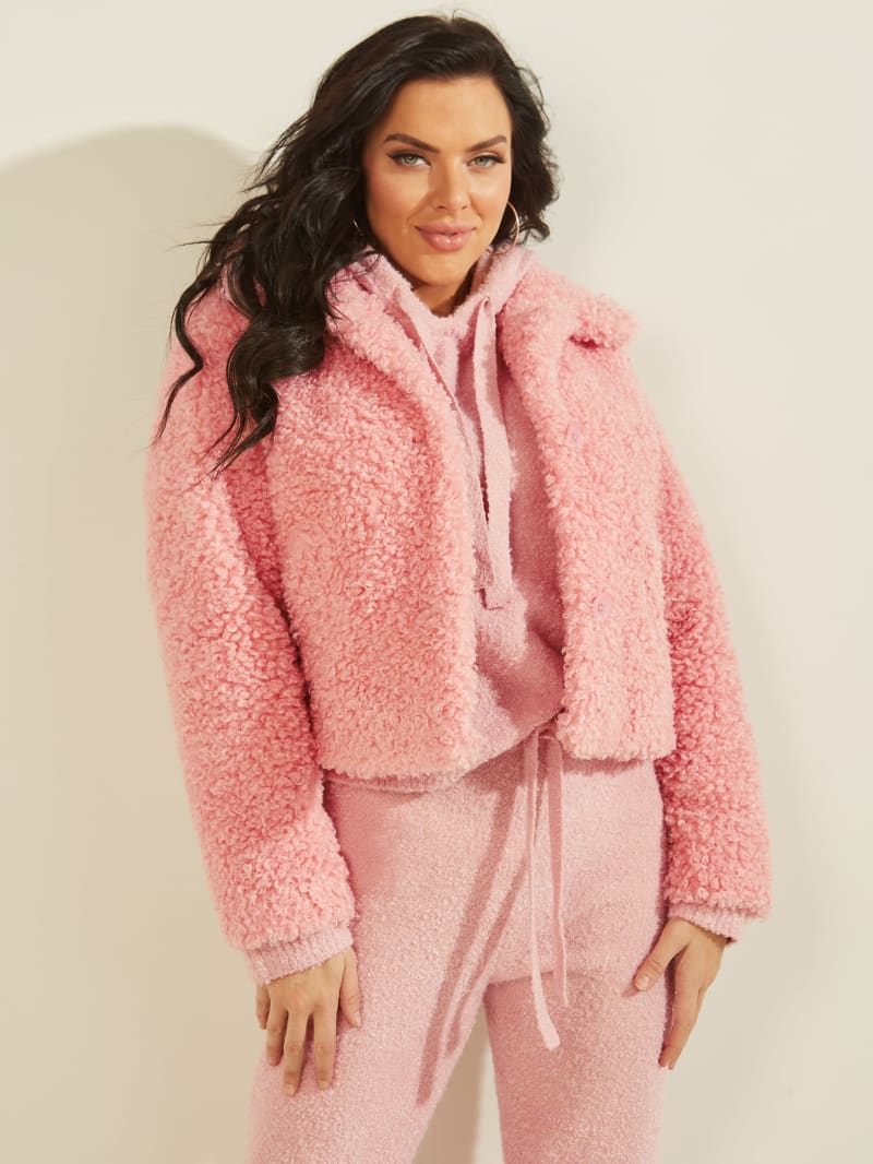 Pink Women\'s Guess Fluffy Teddy Coats | 7025918-GK