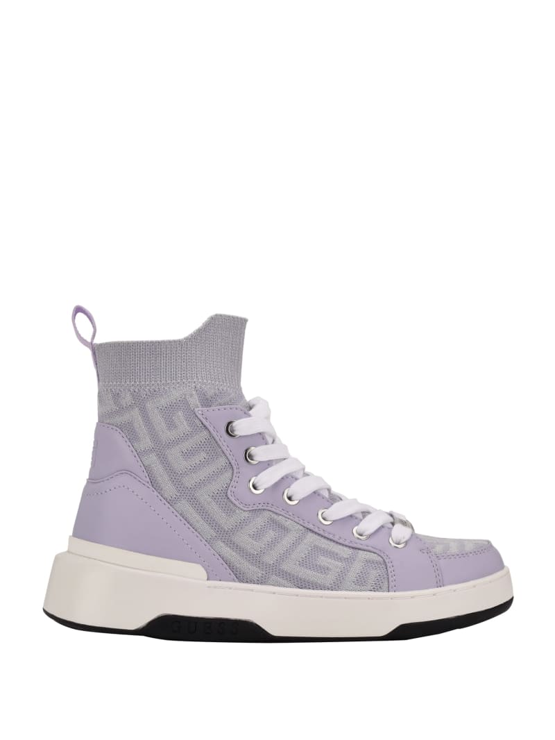 Pink Women's Guess Manney Knit Logo High-Top Sneakers | 7132045-WP