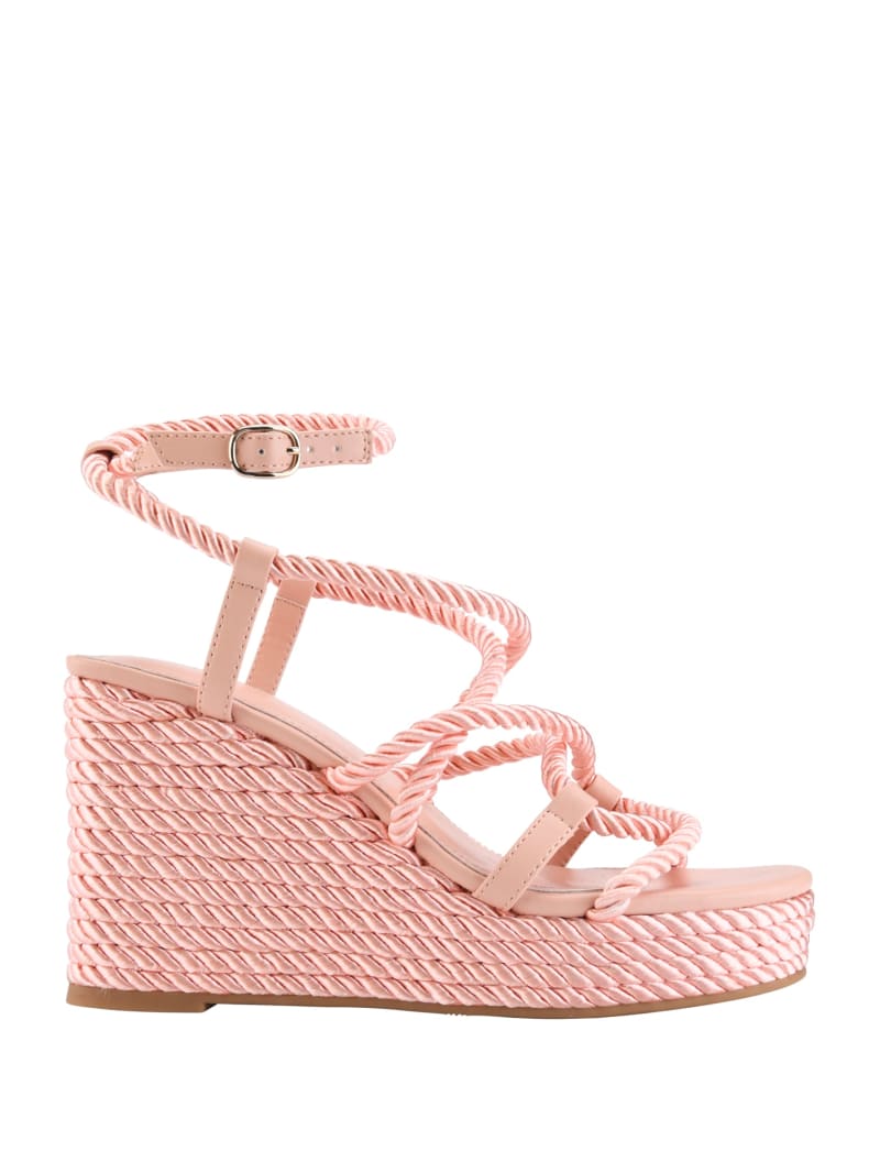 Pink Women's Guess Natesha Strappy Rope Wedges | 9601842-JW