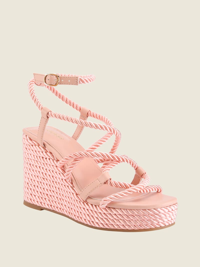 Pink Women\'s Guess Natesha Strappy Rope Wedges | 9601842-JW