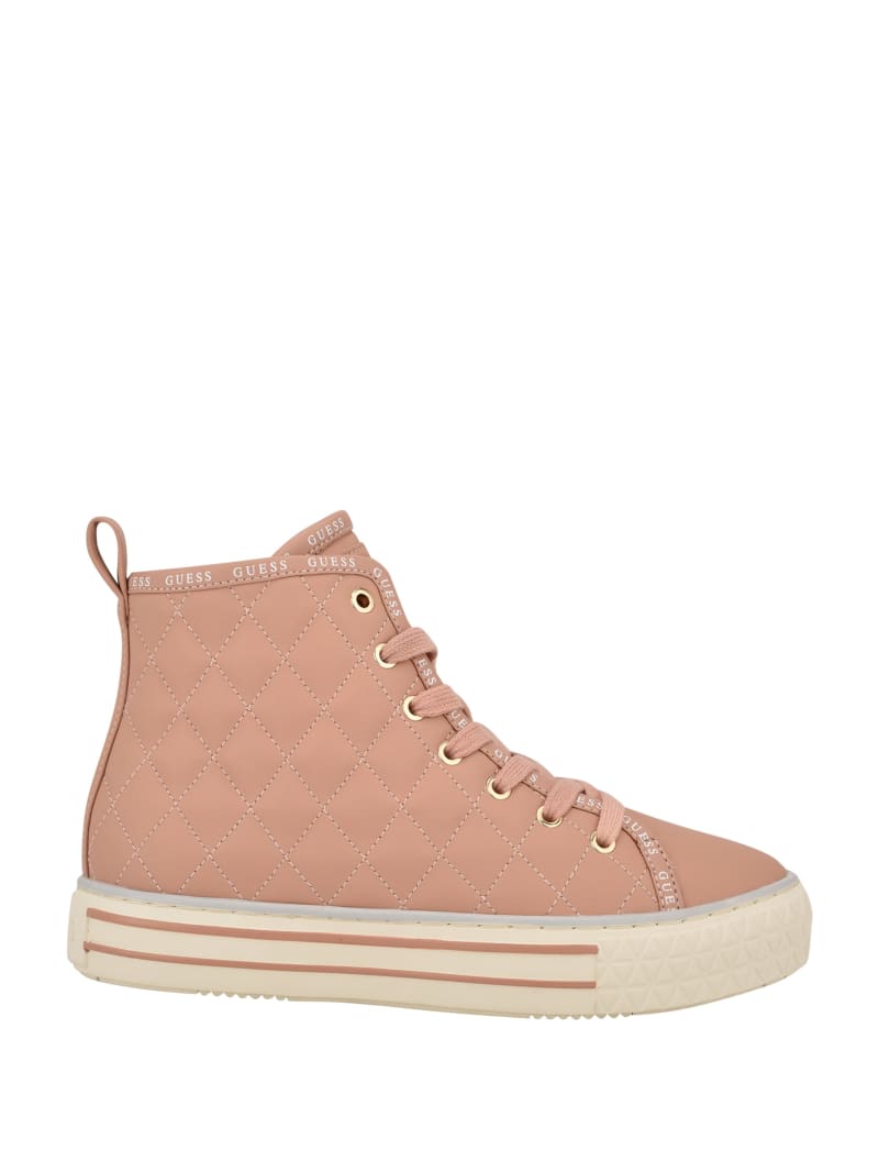 Pink Women's Guess Quilted High-Top Sneakers | 7629813-NJ