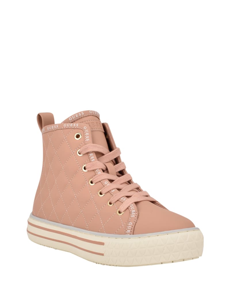 Pink Women\'s Guess Quilted High-Top Sneakers | 7629813-NJ