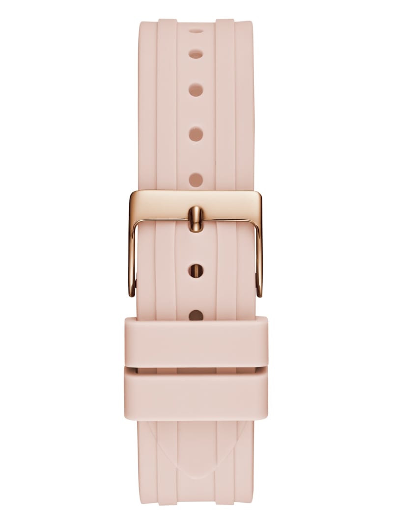 Pink Women's Guess Rose Gold-Tone and Pink Silicone Multifunction Watches | 1089243-VS