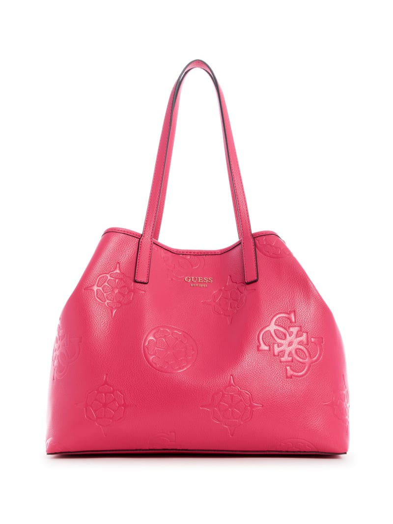 Pink Women's Guess Vikky Logo Large Tote Bags | 6217438-VG