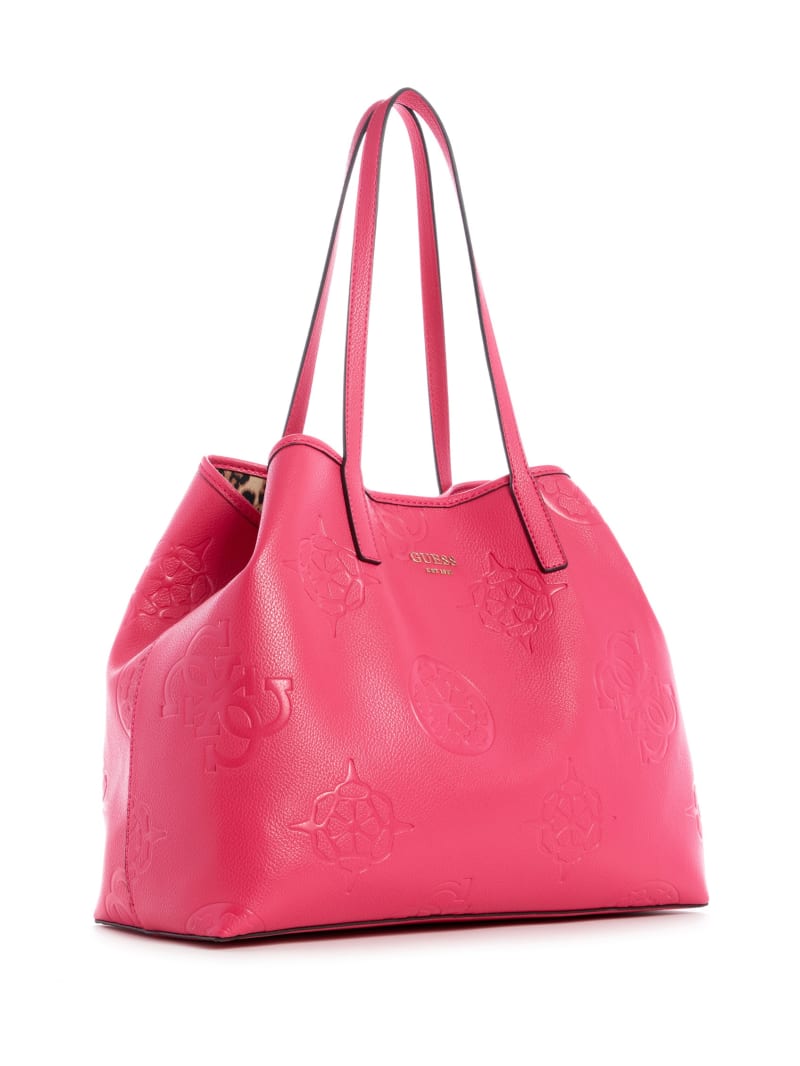 Pink Women's Guess Vikky Logo Large Tote Bags | 6217438-VG