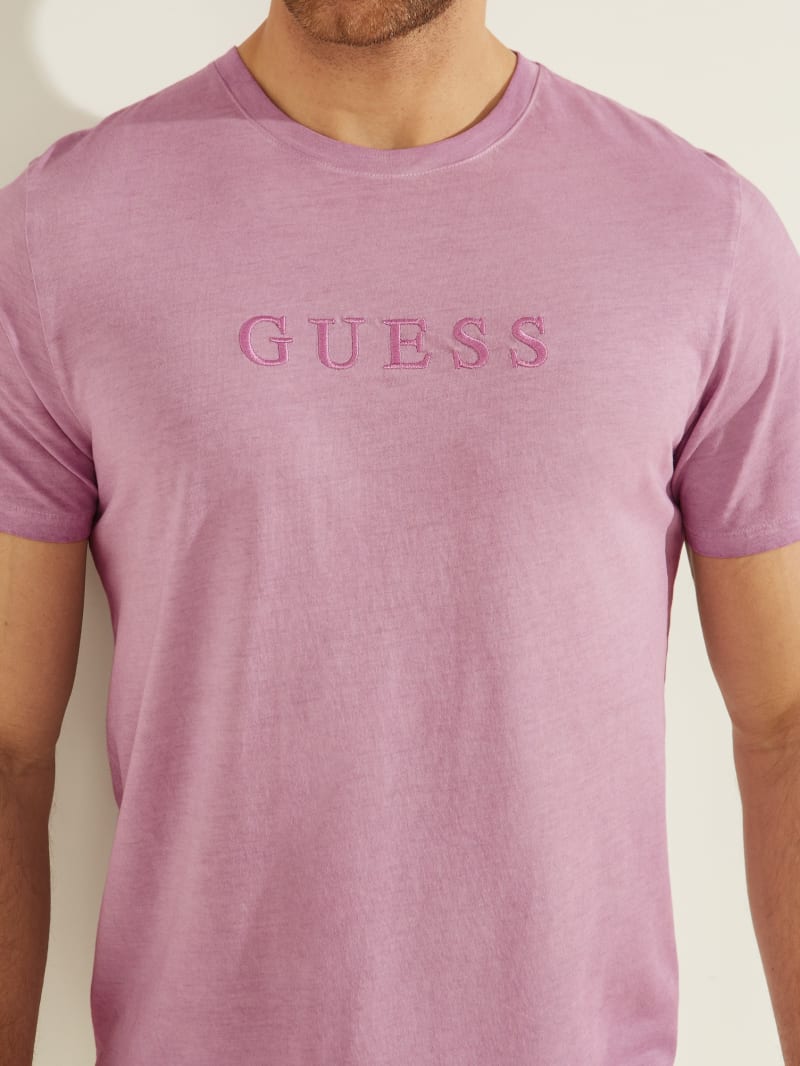 Purple Men's Guess Classic Pima Washed Logo Tee T Shirts | 4762350-UH