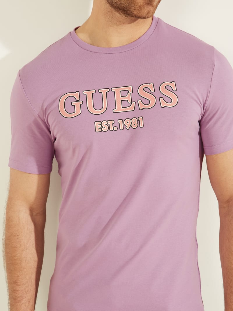 Purple Men's Guess Point Logo Tee T Shirts | 0521469-AK