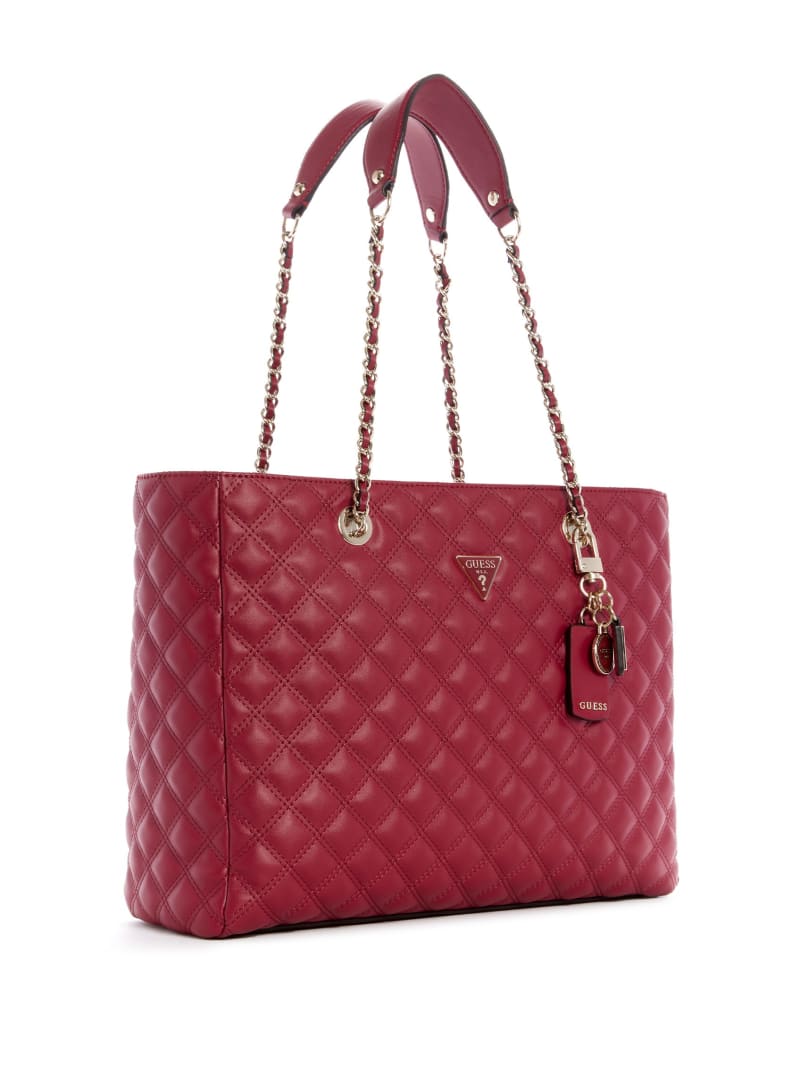 Purple Women's Guess Cessily Quilted Satchel Bags | 9305142-CJ