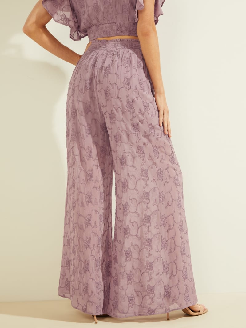 Purple Women's Guess Dexie Embroidered Palazzos Pants | 4127896-GW