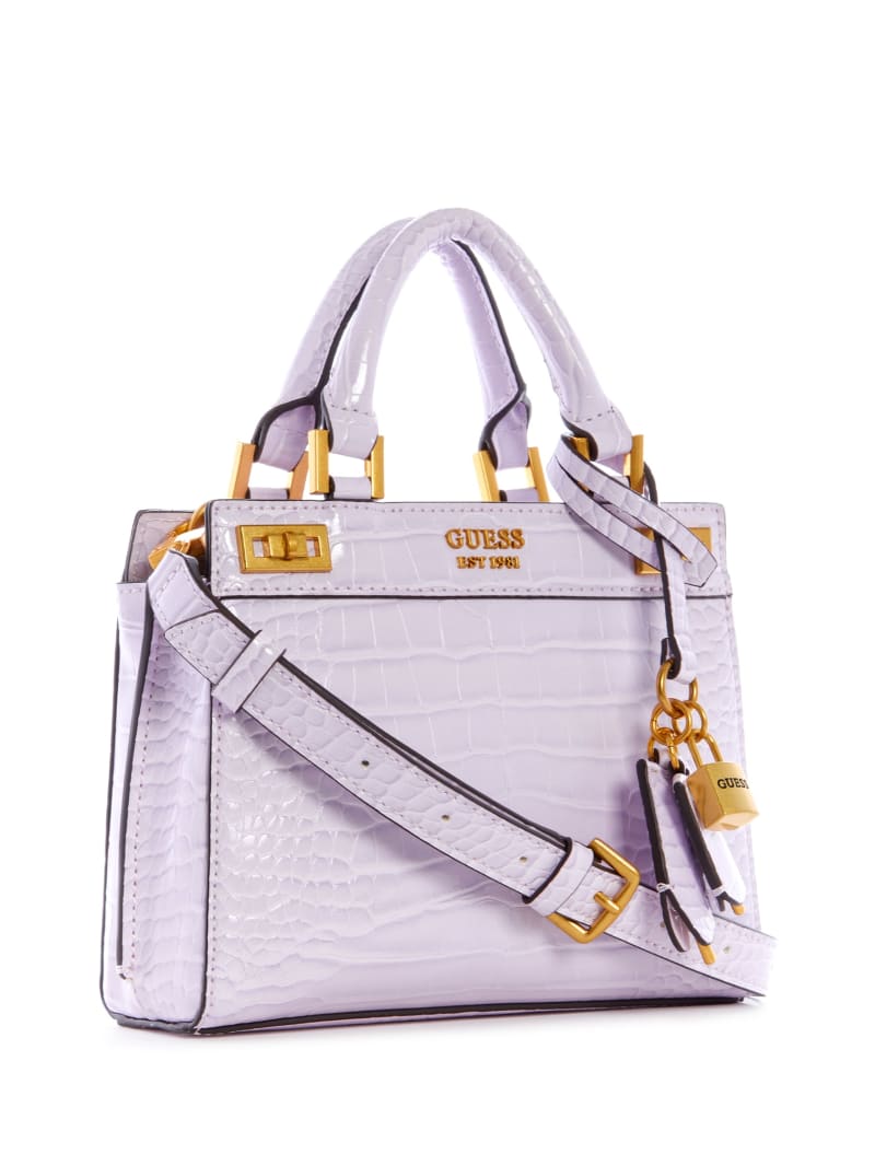 Purple Women's Guess Katey Croc Satchel Bags | 7264591-UB