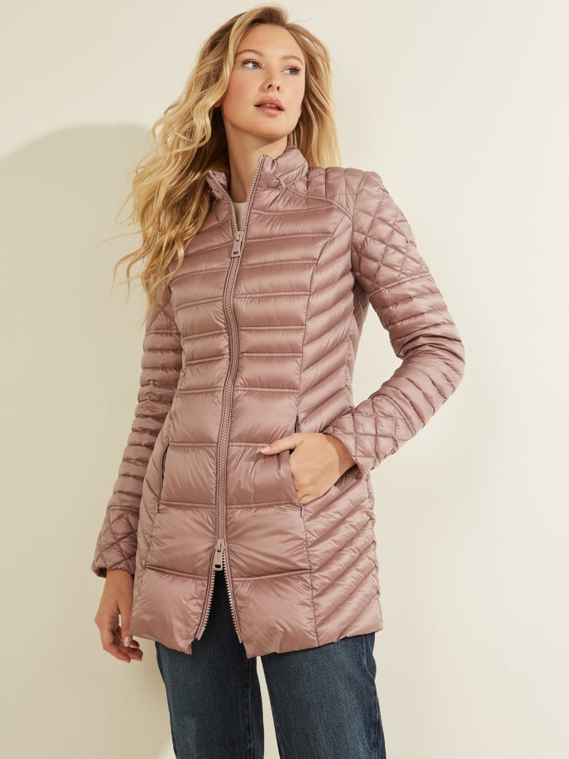 Purple Women's Guess Natasha Packable Down Jackets | 6021873-TC