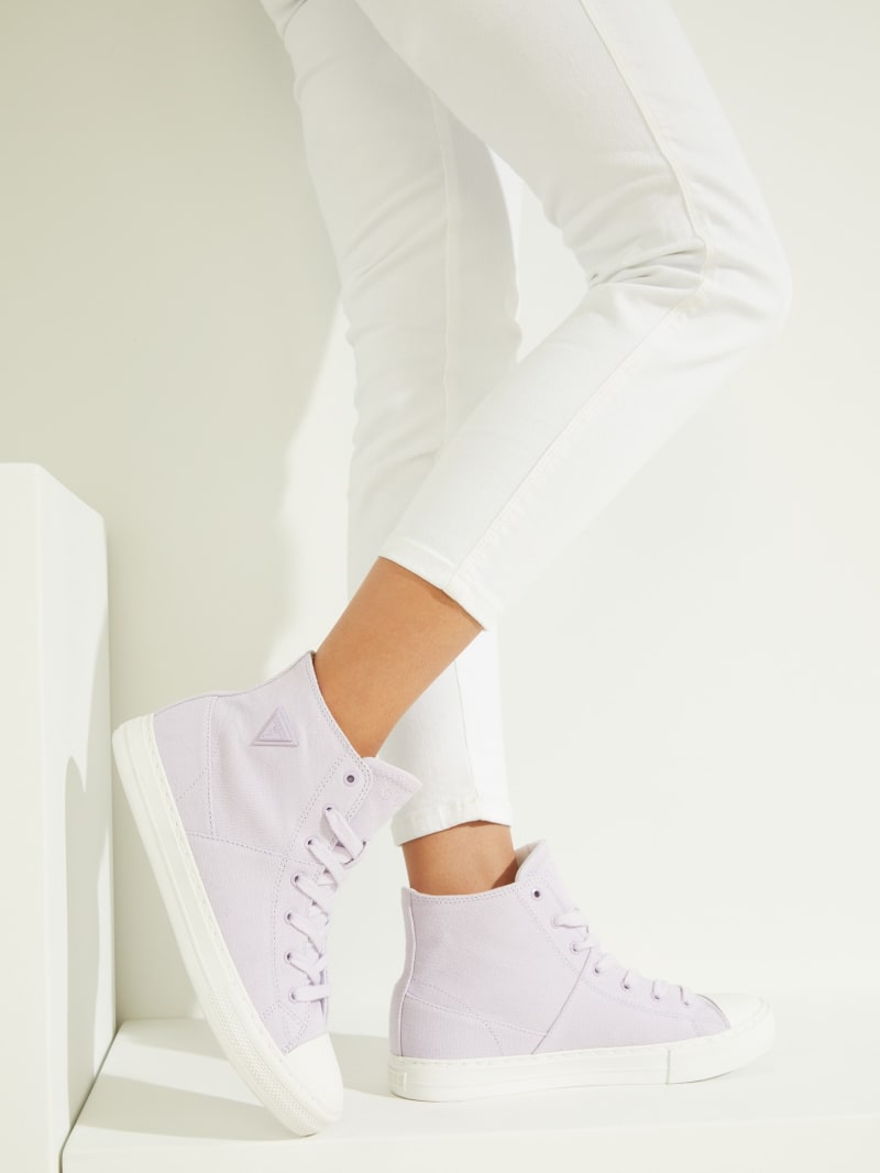 Purple Women's Guess Prinze High-Top Canvas Sneakers | 7085234-FV