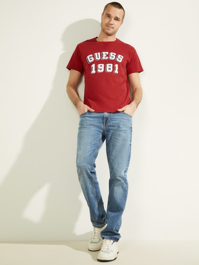 Red Men's Guess Academy Tee T Shirts | 8765201-IV