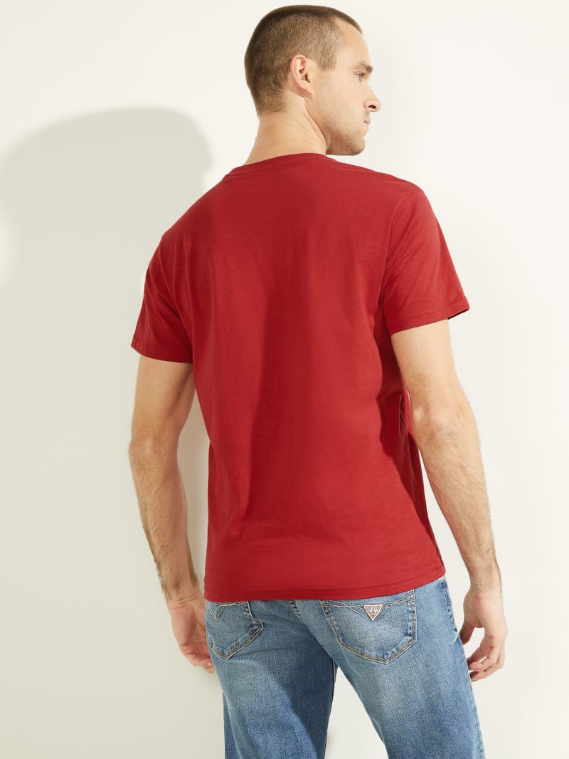 Red Men's Guess Academy Tee T Shirts | 8765201-IV