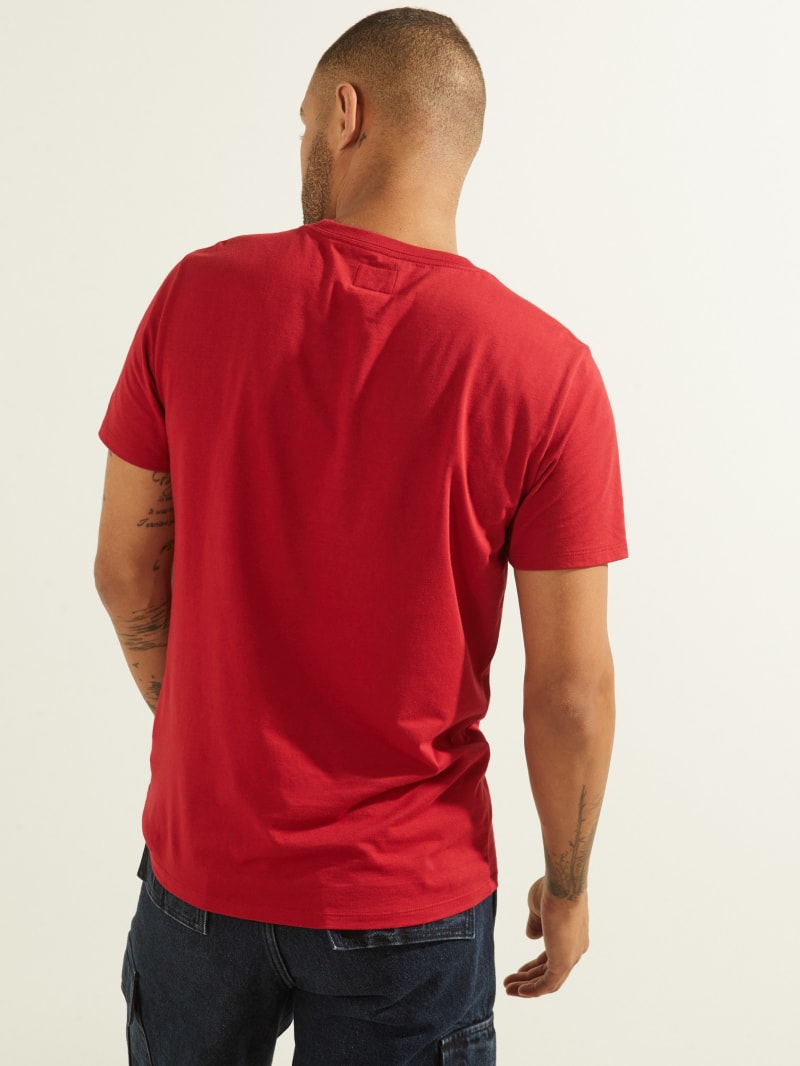 Red Men's Guess Embroidered Logo Tee T Shirts | 2846710-WM