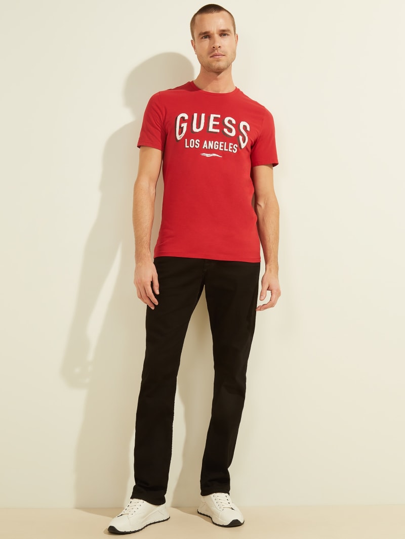 Red Men's Guess Logo Tee T Shirts | 8632049-HG