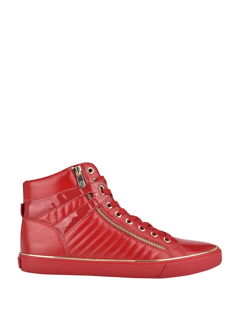 Red Men's Guess Million High-Top Sneakers | 1406295-HU