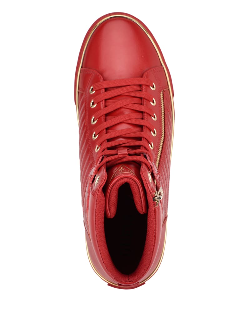 Red Men's Guess Million High-Top Sneakers | 1406295-HU