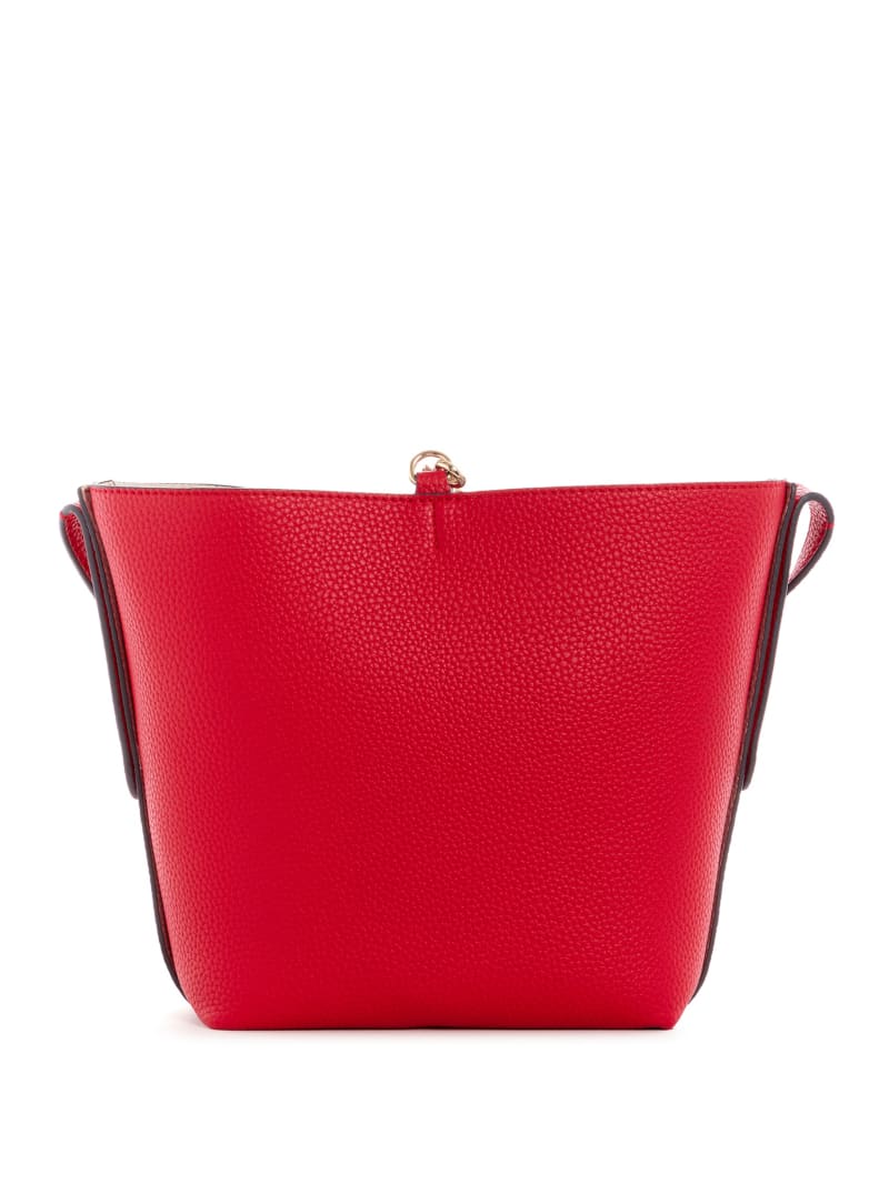 Red Women's Guess Eco Brenton Bucket Shoulder Bags | 9417236-IT