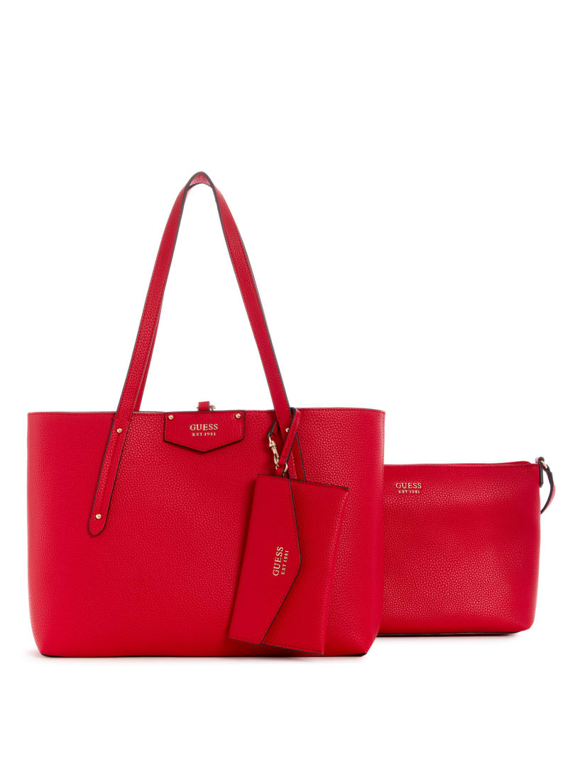 Red Women's Guess Eco Brenton Tote Bags | 1923507-ID