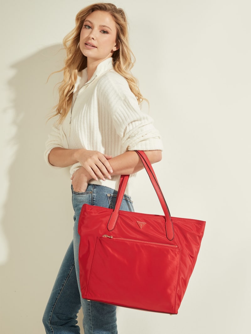 Red Women's Guess Eco Gemma Tote Bags | 2684135-CZ